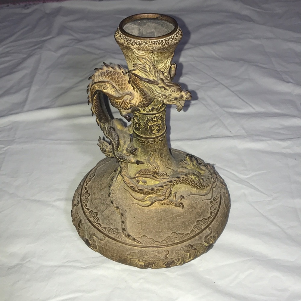 Ancient Japanese Bronze Incense Burner Vase